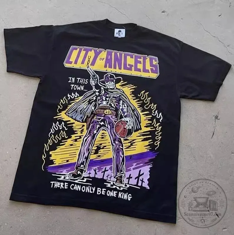 Los Angeles Lakers City of Angels Skeleton King Basketball Fan T-Shirt