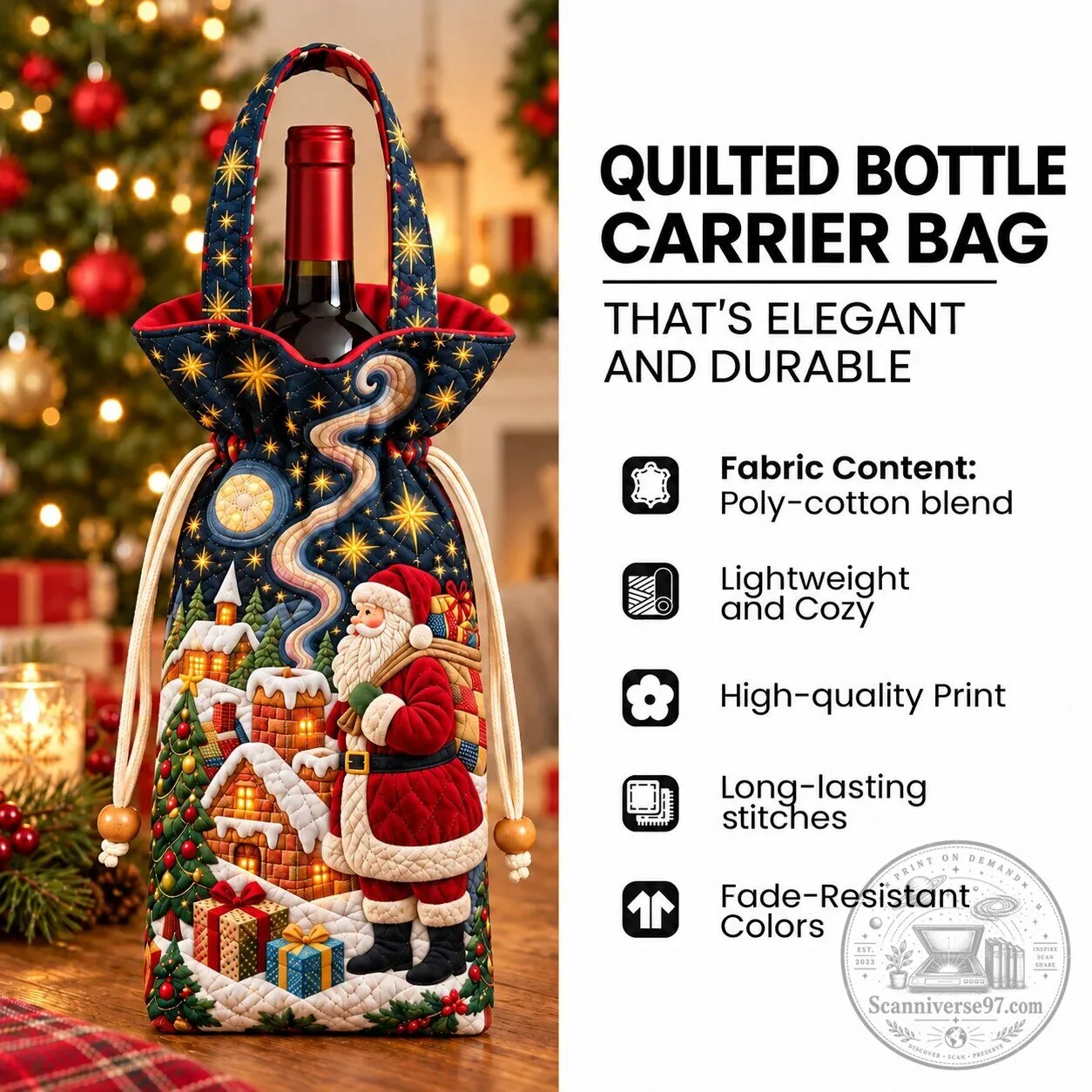 Nativity Scene Angels of Bethlehem Quilted Wine Bottle Carrier Bag 8 Nativity Scene Angels of Bethlehem Quilted Wine Bottle Carrier Bag