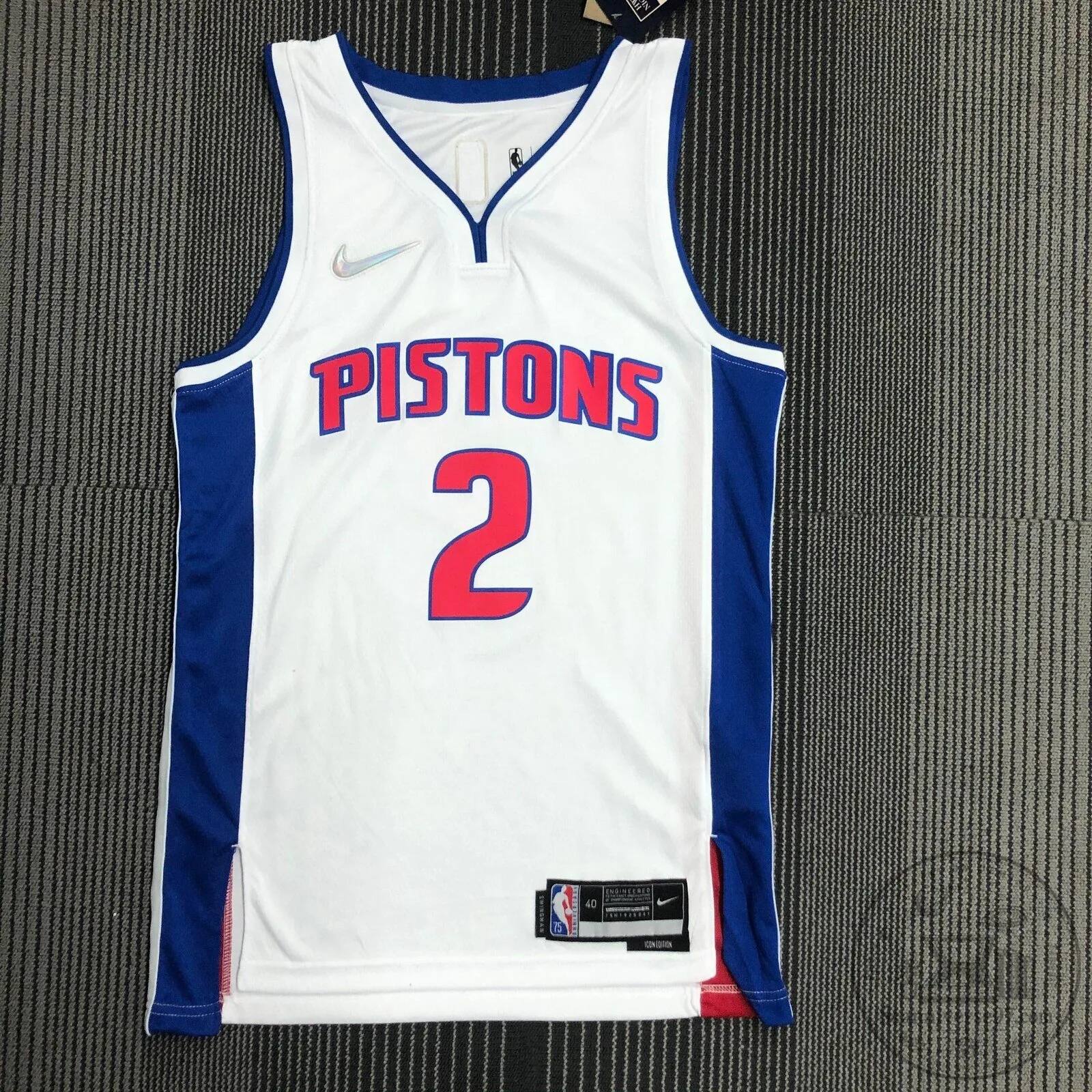Detroit Pistons Basketball Association Edition White Number Two Jersey