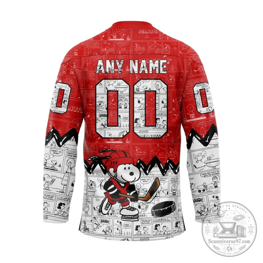 New Jersey Devils Snoopy Peanuts Comic Strip Lace Up Hockey Jersey 3 New Jersey Devils Snoopy Peanuts Comic Strip Lace Up Hockey Jersey