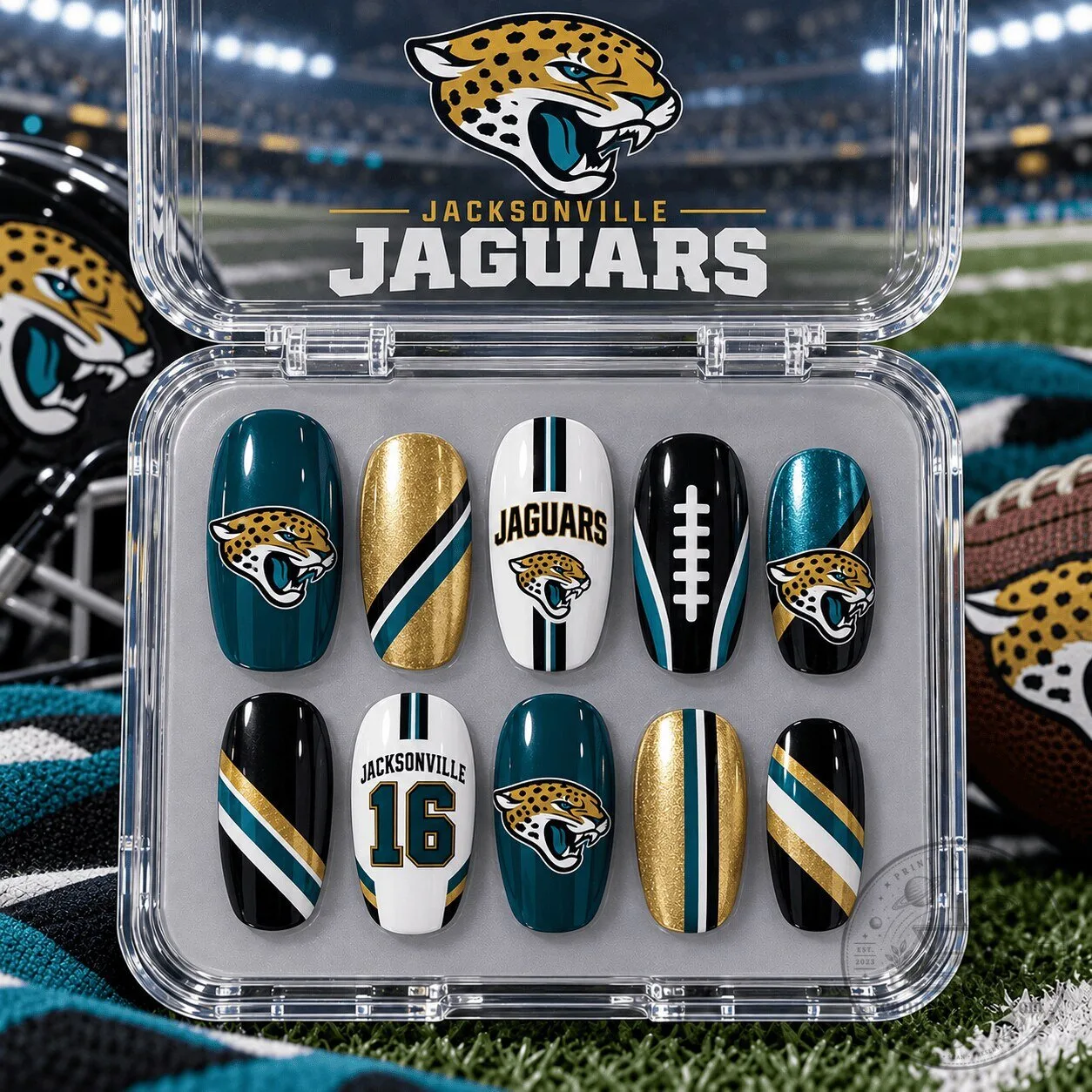 Jacksonville Jaguars NFL Football Team Logo Press On Nails Set