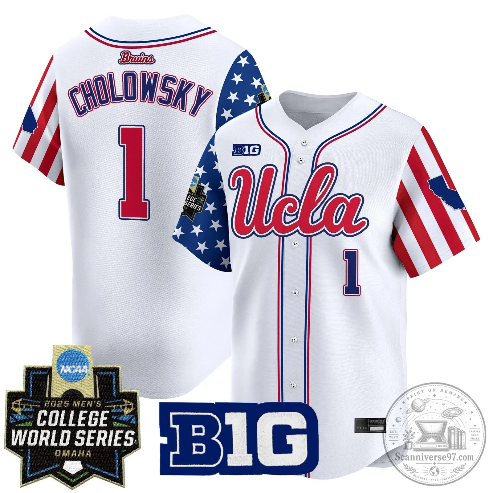 UCLA Bruins 2025 College World Series Independence Day Baseball Jersey