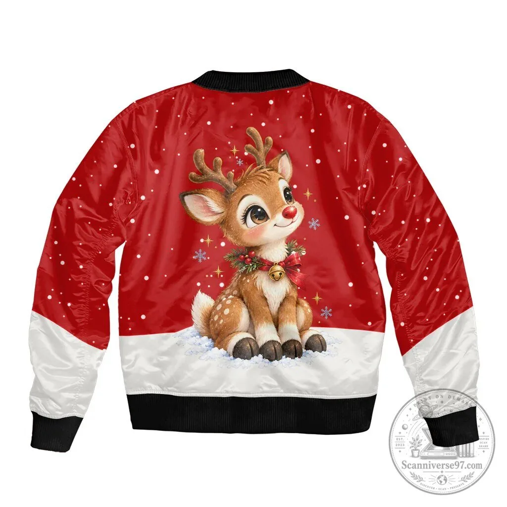Christmas Reindeer Boop Red Nose Festive Winter Bomber Jacket 3 Christmas Reindeer Boop Red Nose Festive Winter Bomber Jacket
