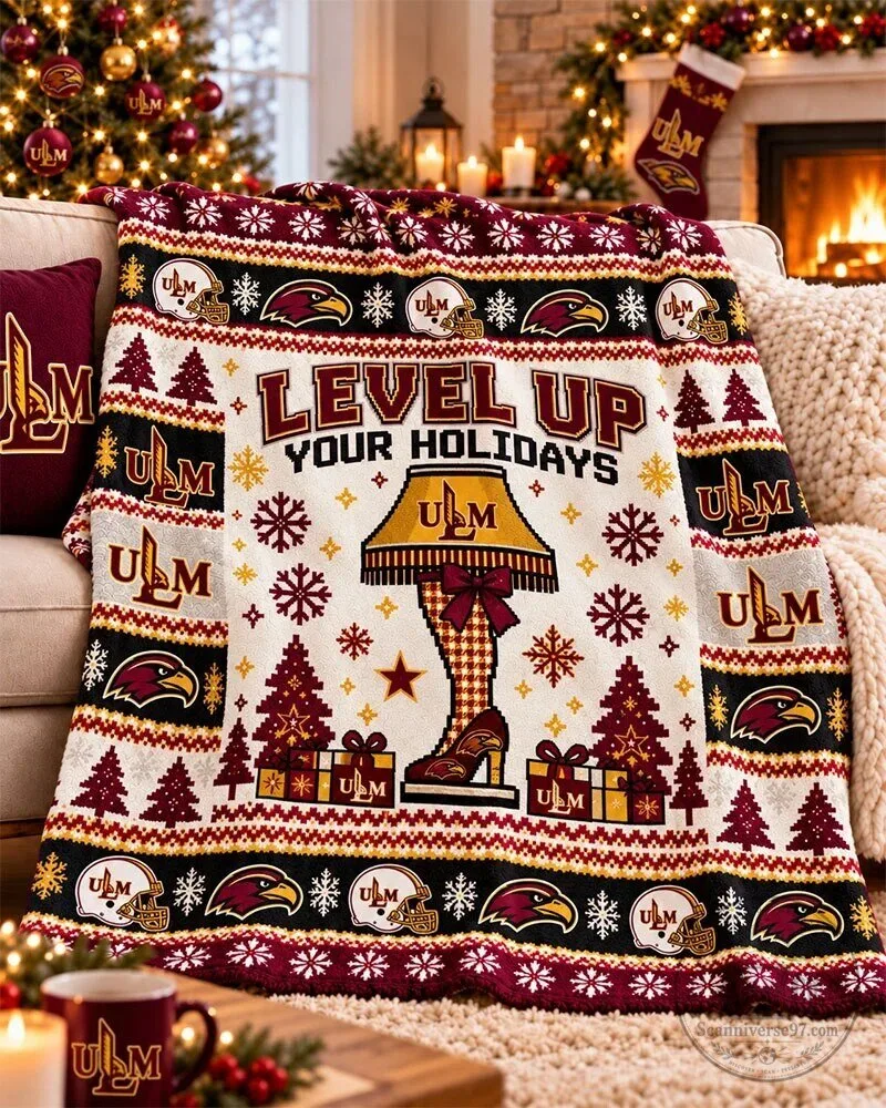 Louisiana Monroe Warhawks Level Up Your Holidays Christmas Blanket 68 Louisiana Monroe Warhawks Level Up Your Holidays Christmas Blanket