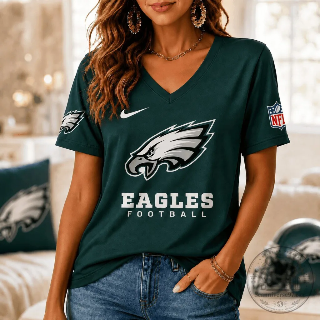 Philadelphia Eagles NFL Football Women's V-Neck Fan T-Shirt Philadelphia Eagles NFL Football Women's V-Neck Fan T-Shirt