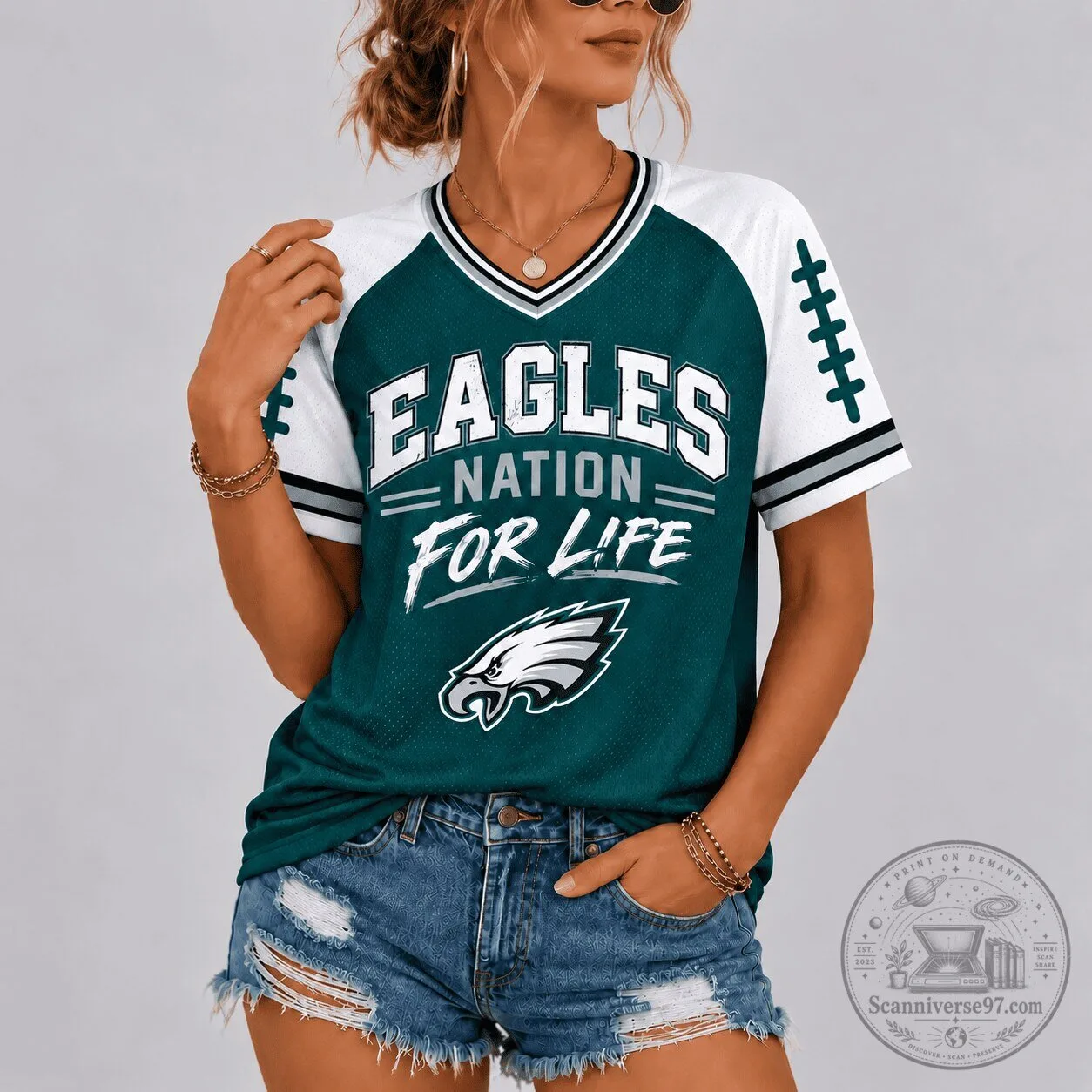 Philadelphia Eagles Nation For Life Football Team V-Neck Jersey