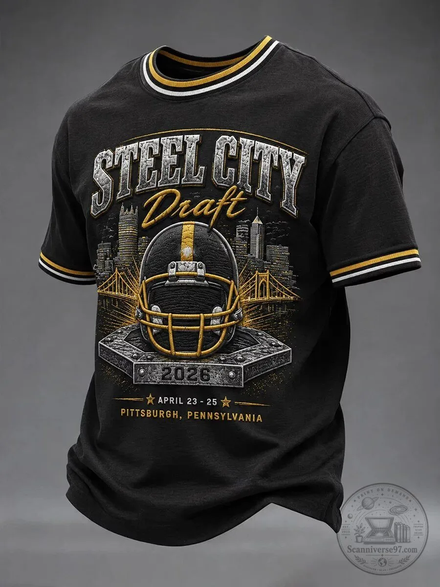 Pittsburgh Steel City Draft 2026 Football Helmet Graphic T-Shirt
