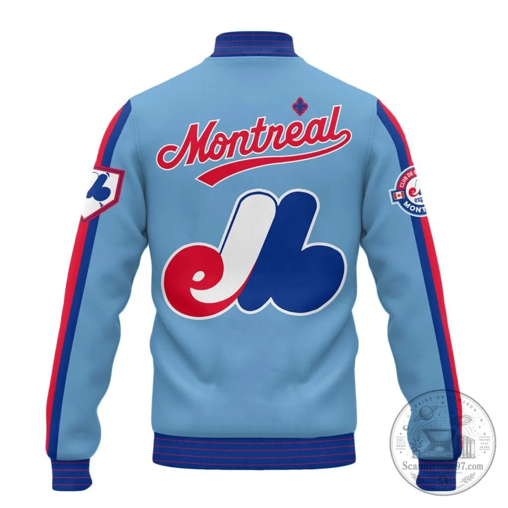 MLB Baseball Montreal Expos Special Blue Vintage Design Jacket 5 MLB Baseball Montreal Expos Special Blue Vintage Design Jacket