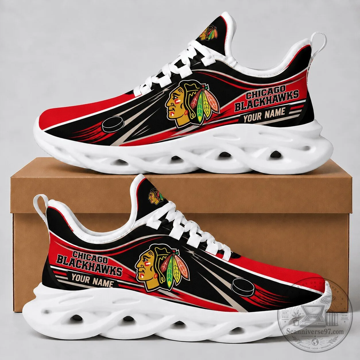 Chicago Blackhawks NHL Personalized Team Sneakers Custom Name Hockey Shoes