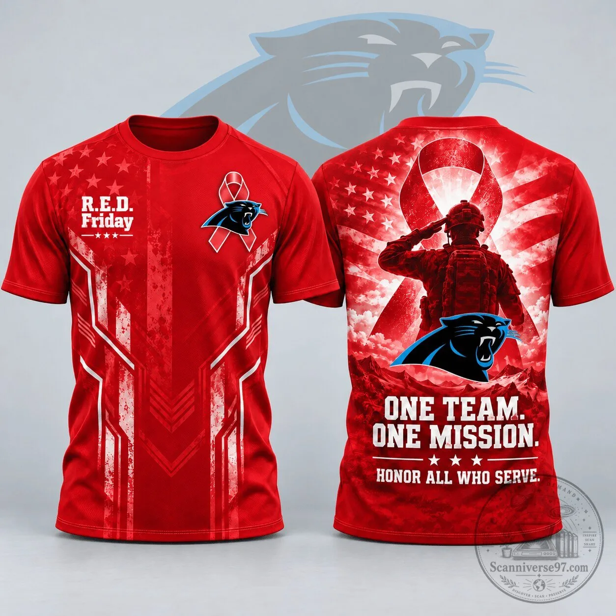 Carolina Panthers R.E.D. Friday One Team One Mission Honor All Who Serve T-Shirt 1 Carolina Panthers R.E.D. Friday One Team One Mission Honor All Who Serve T-Shirt