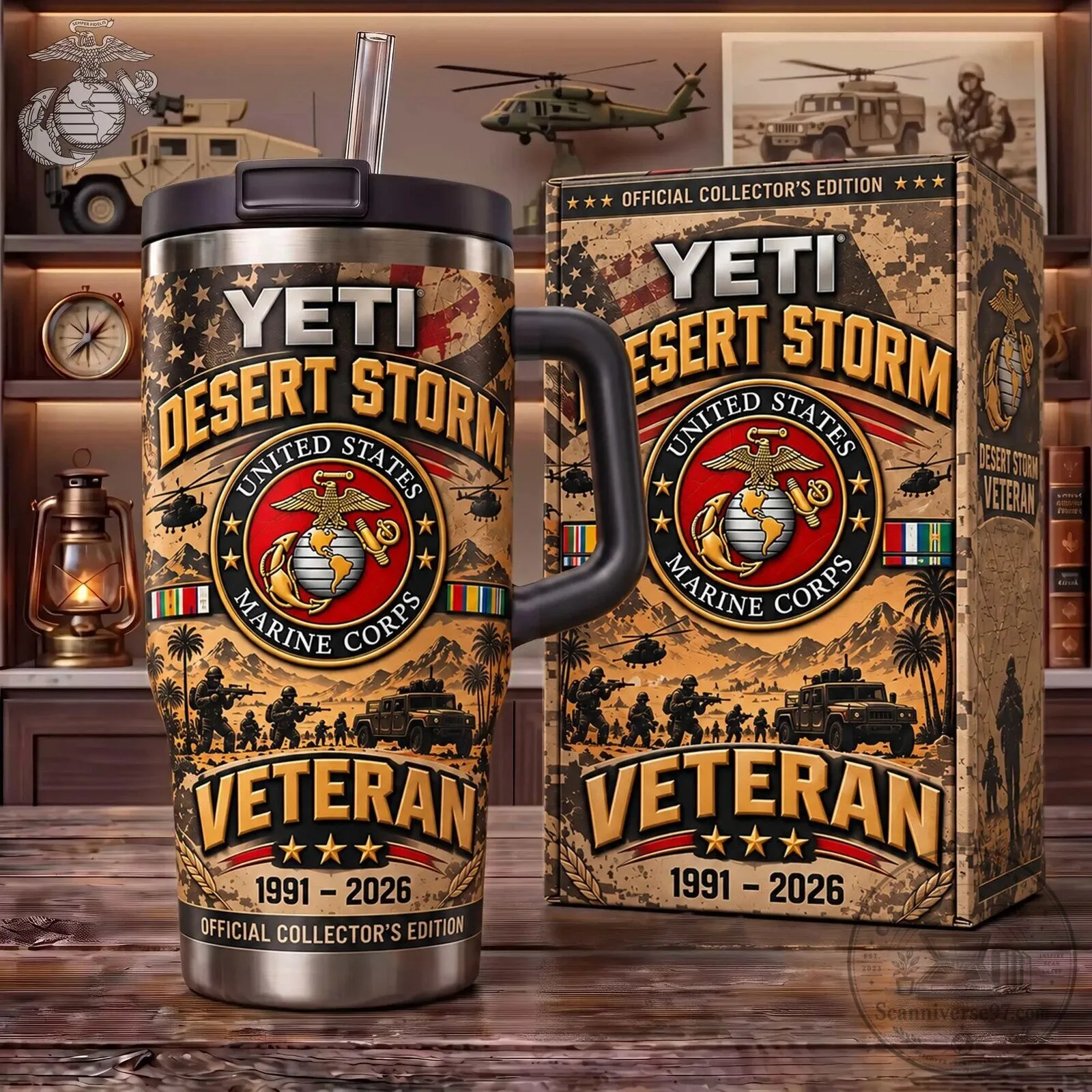 United States Marine Corps Desert Storm Veteran 1991-2026 Stainless Steel Tumbler