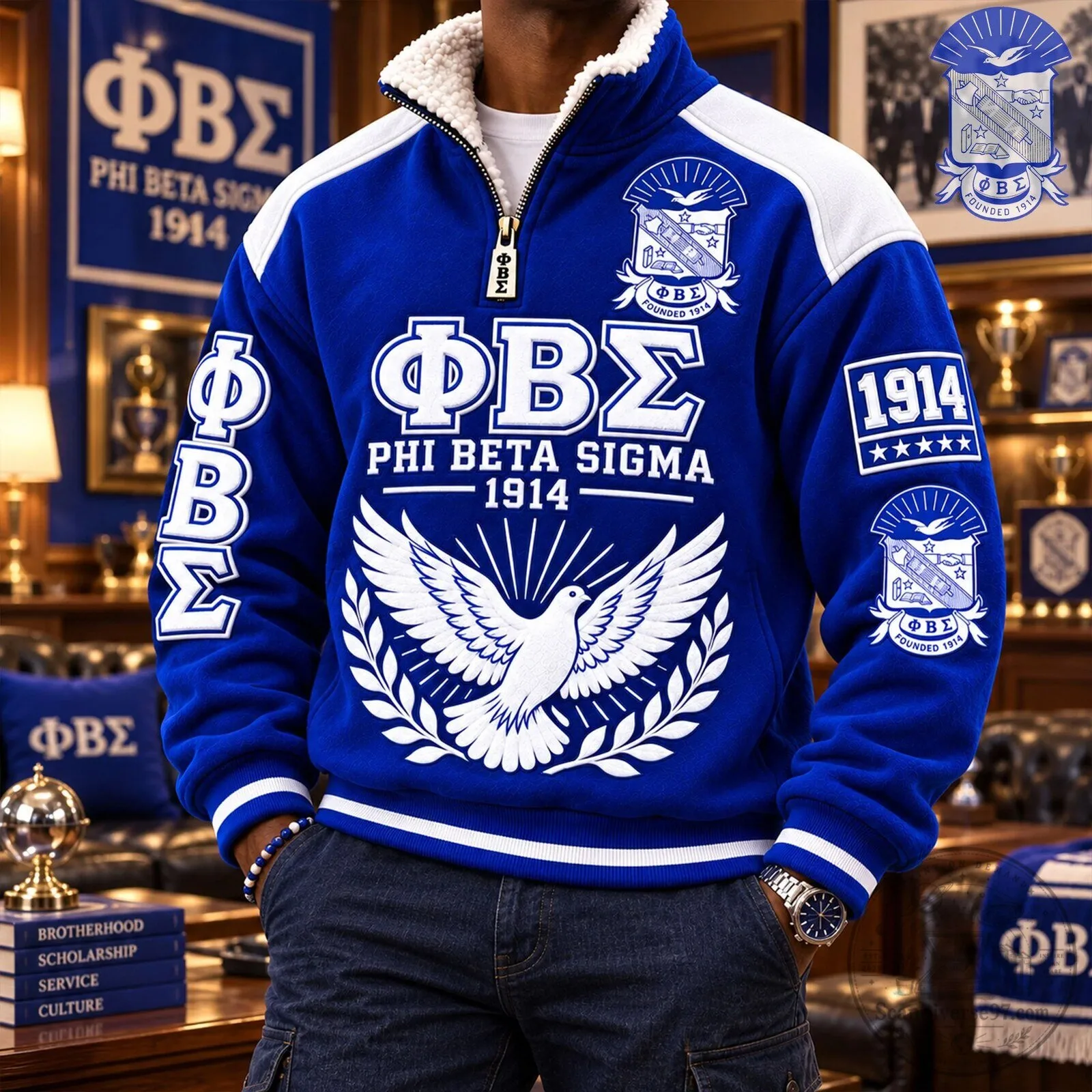 Phi Beta Sigma Fraternity 1914 Founded Sherpa Collar Quarter Zip Pullover Hoodie 6 Phi Beta Sigma Fraternity 1914 Founded Sherpa Collar Quarter Zip Pullover Hoodie
