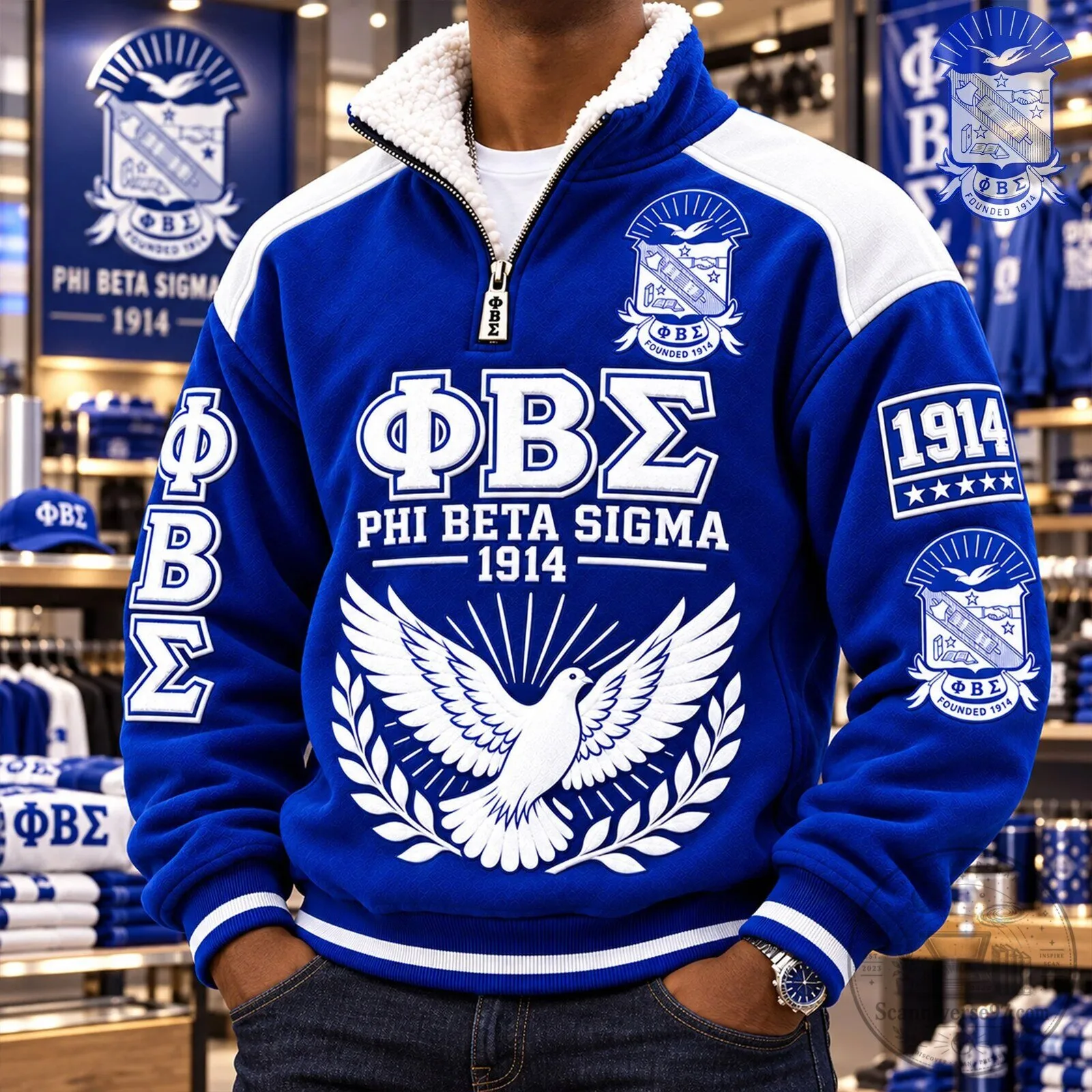 Phi Beta Sigma Fraternity 1914 Founded Sherpa Collar Quarter Zip Pullover Hoodie 7 Phi Beta Sigma Fraternity 1914 Founded Sherpa Collar Quarter Zip Pullover Hoodie