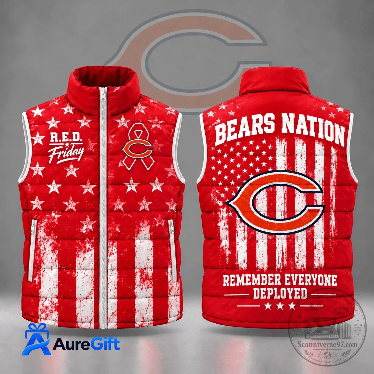 Chicago Bears Remember Everyone Deployed R.E.D. Friday Stars and Stripes Vest 1 Chicago Bears Remember Everyone Deployed R.E.D. Friday Stars and Stripes Vest