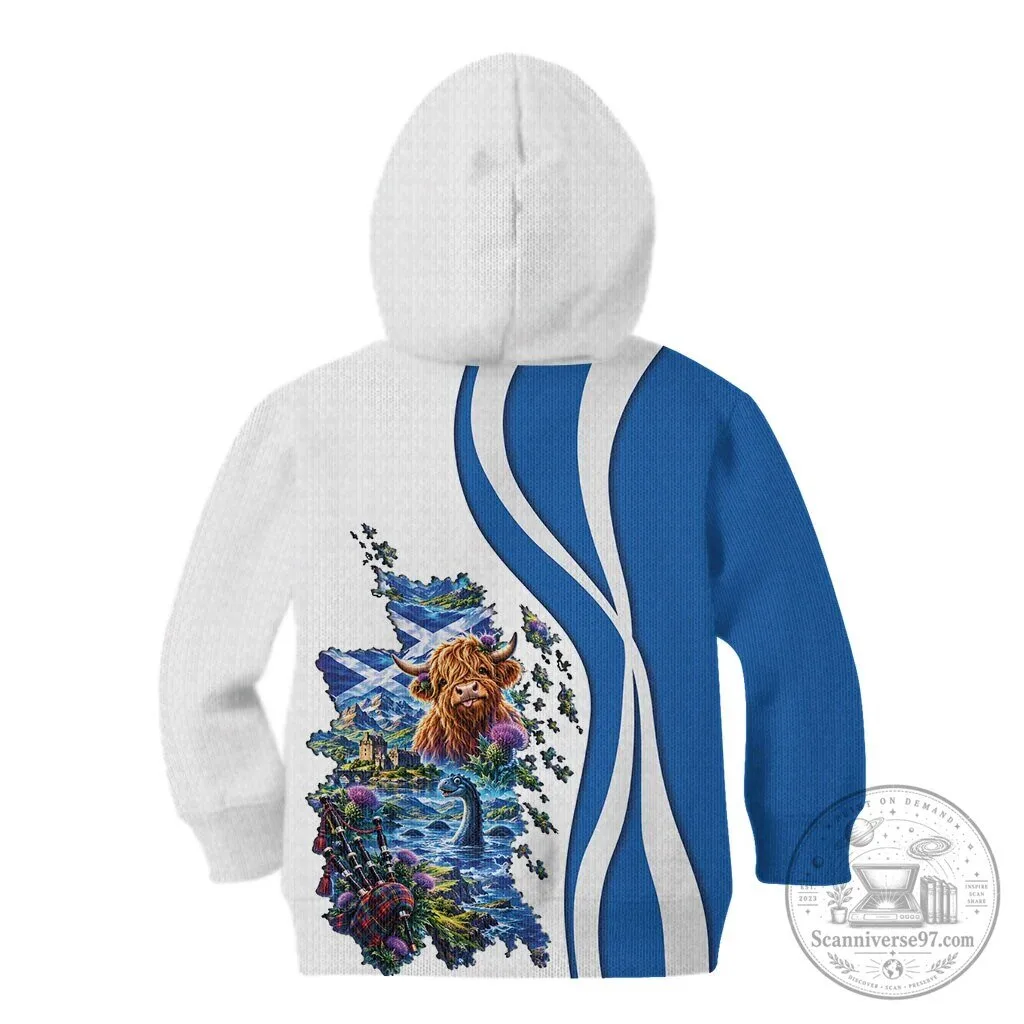 Scotland National Flag and Map Highland Cow Kids Hoodie 7 Scotland National Flag and Map Highland Cow Kids Hoodie