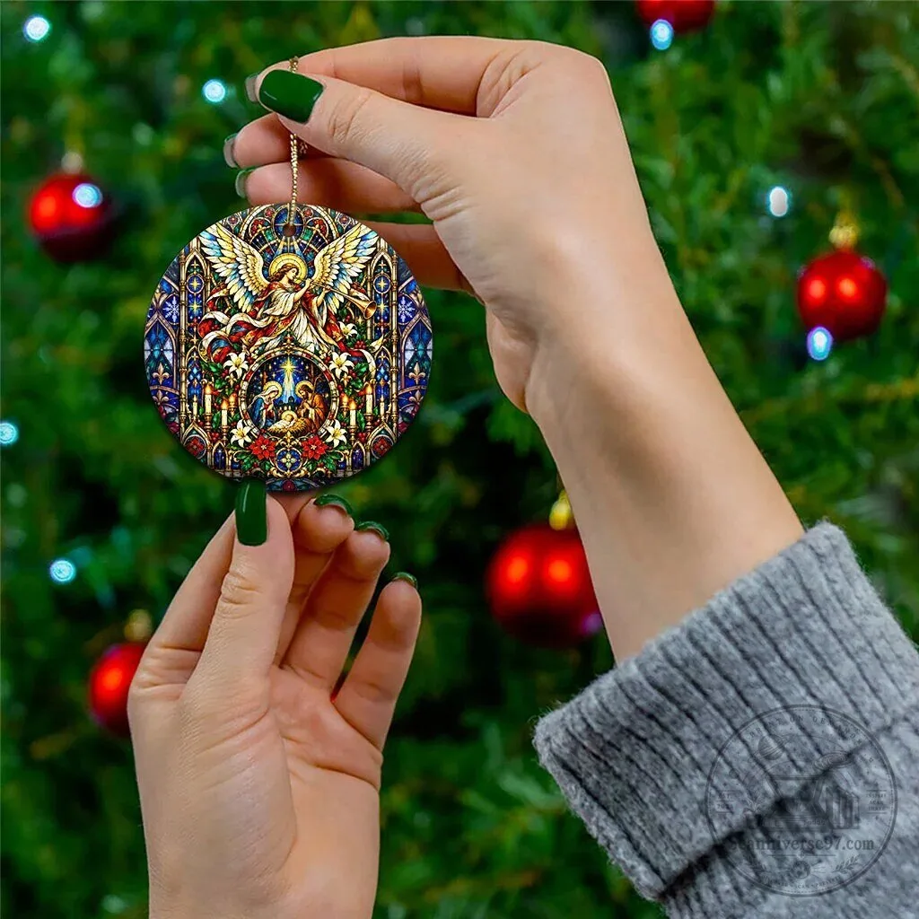 Nativity Scene Holy Night Angel Christmas Ceramic Ornament Stained Glass Art 11 Nativity Scene Holy Night Angel Christmas Ceramic Ornament Stained Glass Art