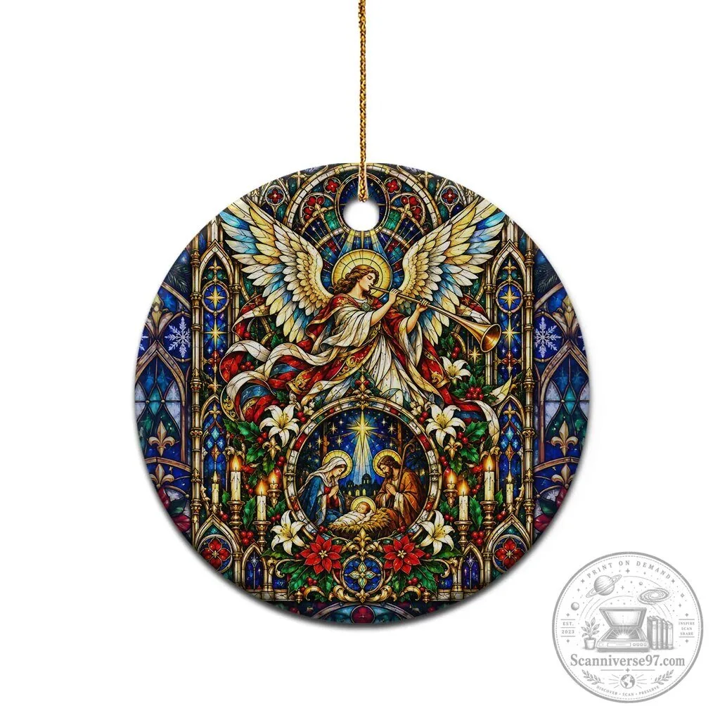 Nativity Scene Holy Night Angel Christmas Ceramic Ornament Stained Glass Art 13 Nativity Scene Holy Night Angel Christmas Ceramic Ornament Stained Glass Art