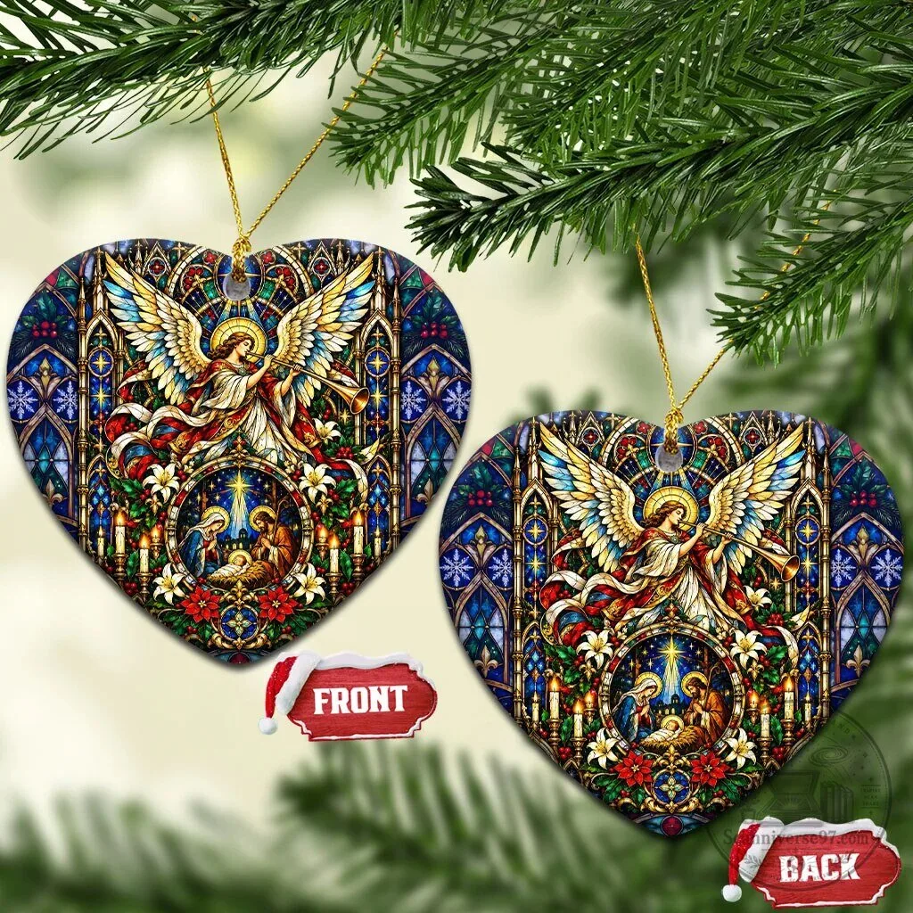 Nativity Scene Holy Night Angel Christmas Ceramic Ornament Stained Glass Art 16 Nativity Scene Holy Night Angel Christmas Ceramic Ornament Stained Glass Art