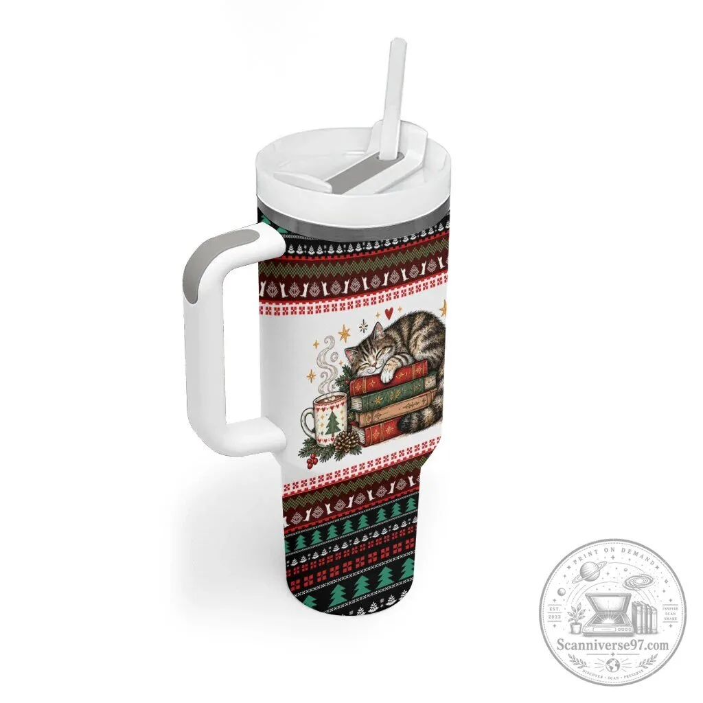 Christmas Bookish Cat Cozy Reader Fair Isle Knit Ugly Christmas Pattern Tumbler 7 Christmas Bookish Cat Cozy Reader Fair Isle Knit Ugly Christmas Pattern Tumbler