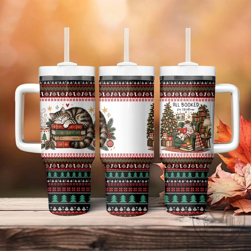 Christmas Bookish Cat Cozy Reader Fair Isle Knit Ugly Christmas Pattern Tumbler 9 Christmas Bookish Cat Cozy Reader Fair Isle Knit Ugly Christmas Pattern Tumbler