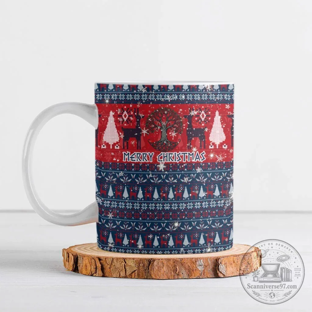 Ugly Christmas Sweater Pattern Merry Christmas Mug
