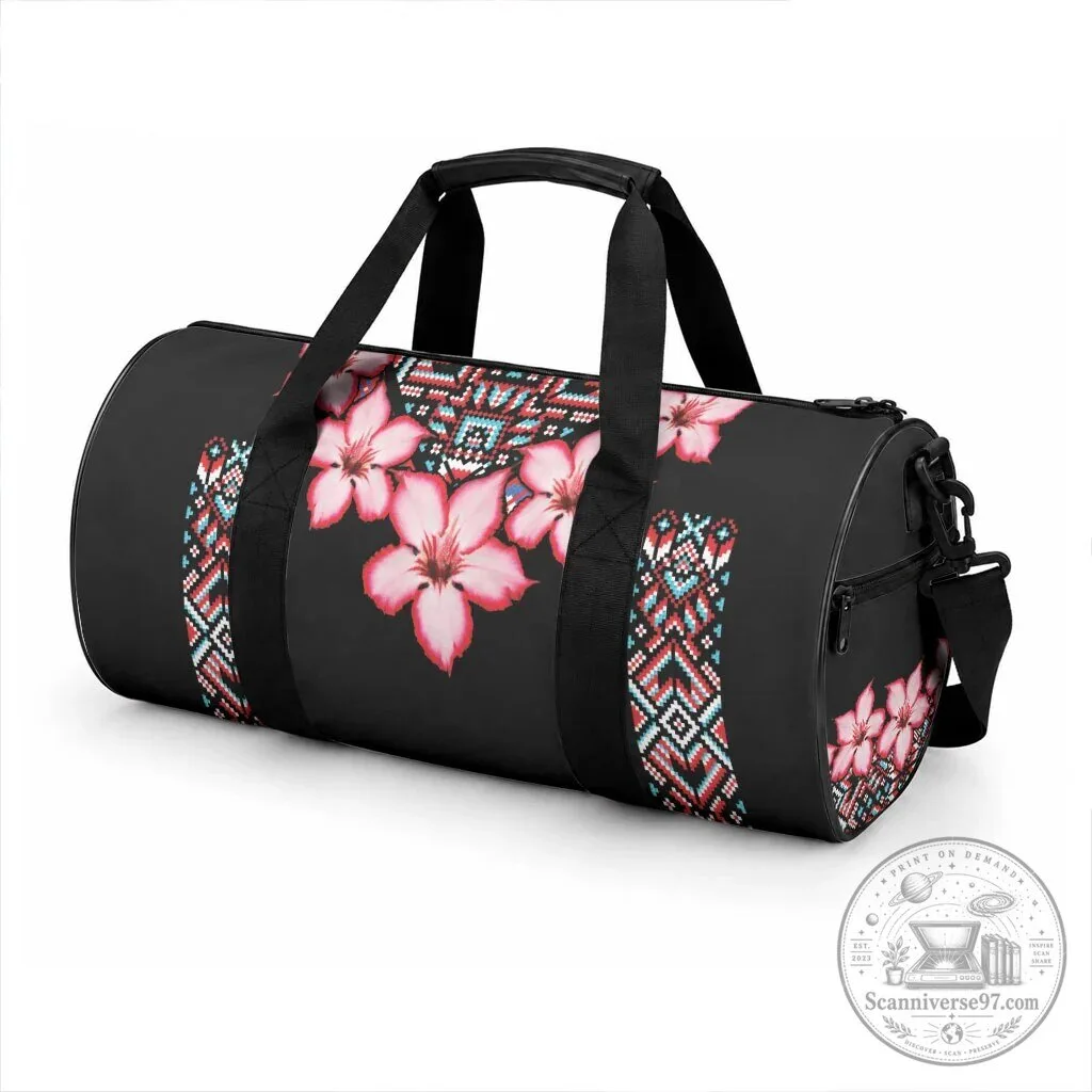 African Adenium Multiflorum Flowers Tribal Pattern Duffle Bag 5 African Adenium Multiflorum Flowers Tribal Pattern Duffle Bag