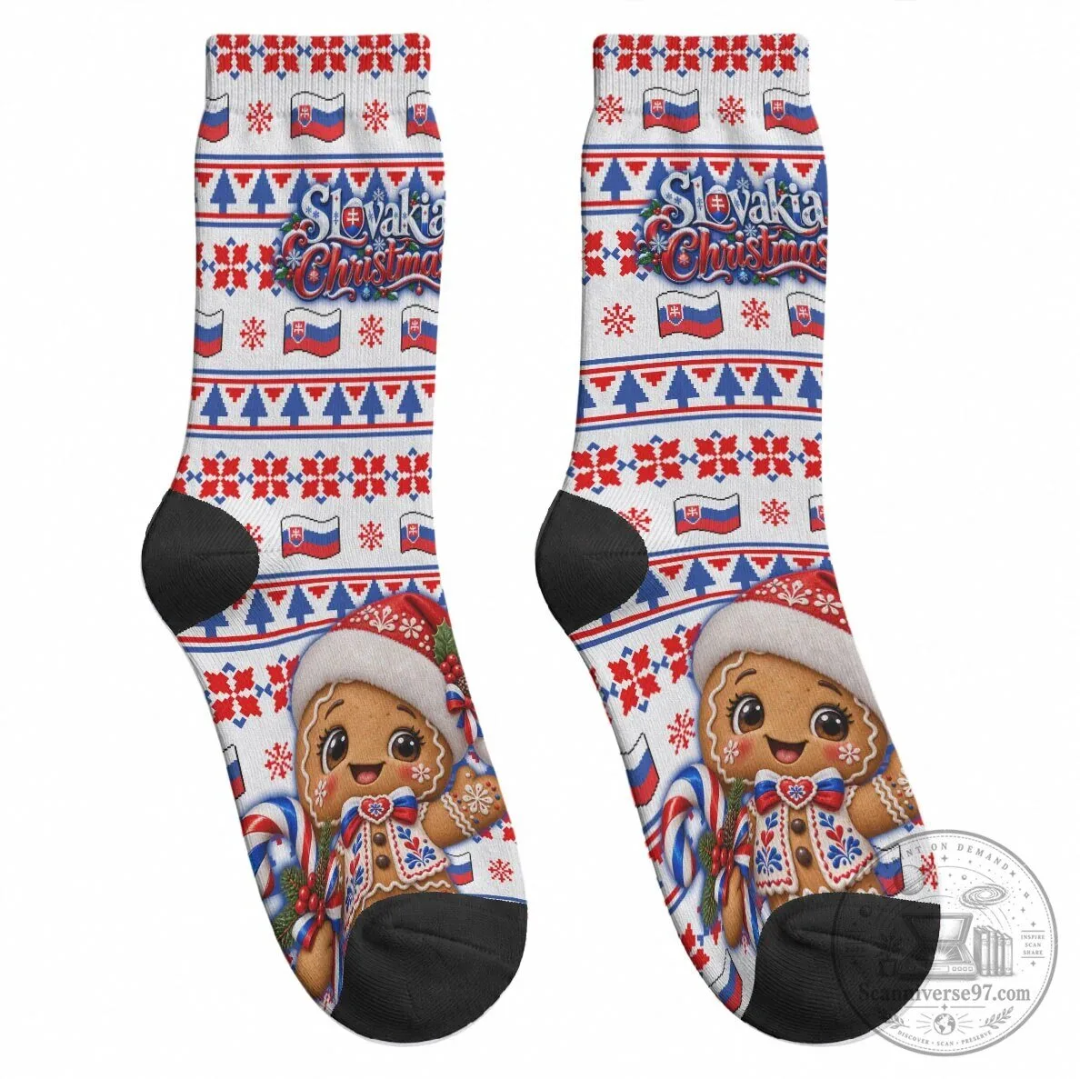 Slovakia Christmas Gingerbread Man Fair Isle Holiday Crew Socks 7 Slovakia Christmas Gingerbread Man Fair Isle Holiday Crew Socks