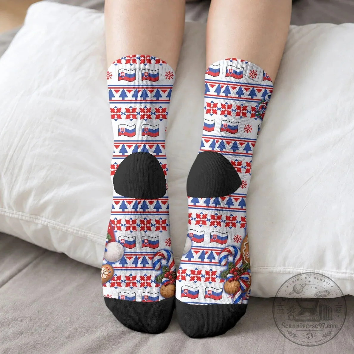 Slovakia Christmas Gingerbread Man Fair Isle Holiday Crew Socks 8 Slovakia Christmas Gingerbread Man Fair Isle Holiday Crew Socks