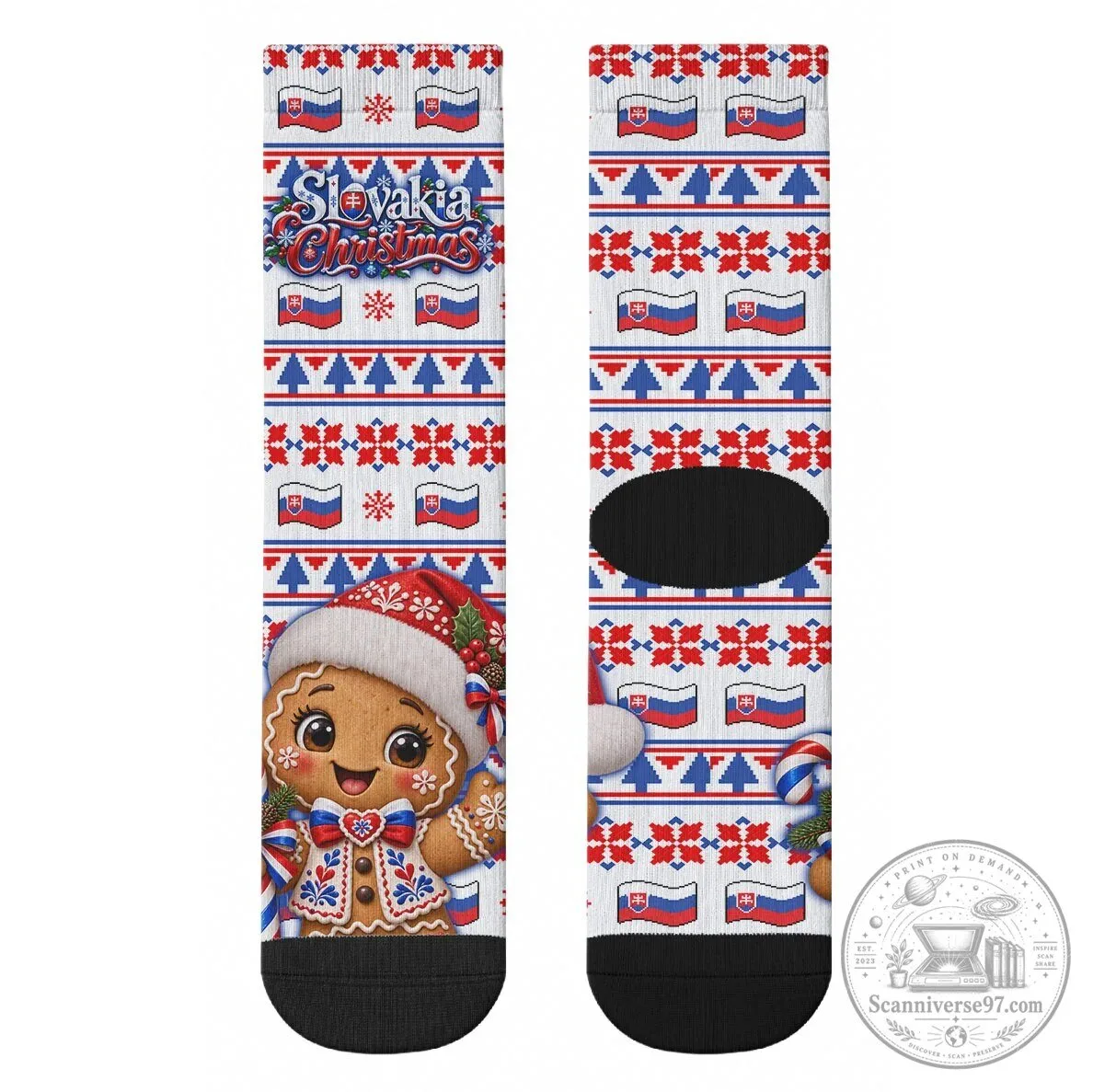 Slovakia Christmas Gingerbread Man Fair Isle Holiday Crew Socks 9 Slovakia Christmas Gingerbread Man Fair Isle Holiday Crew Socks