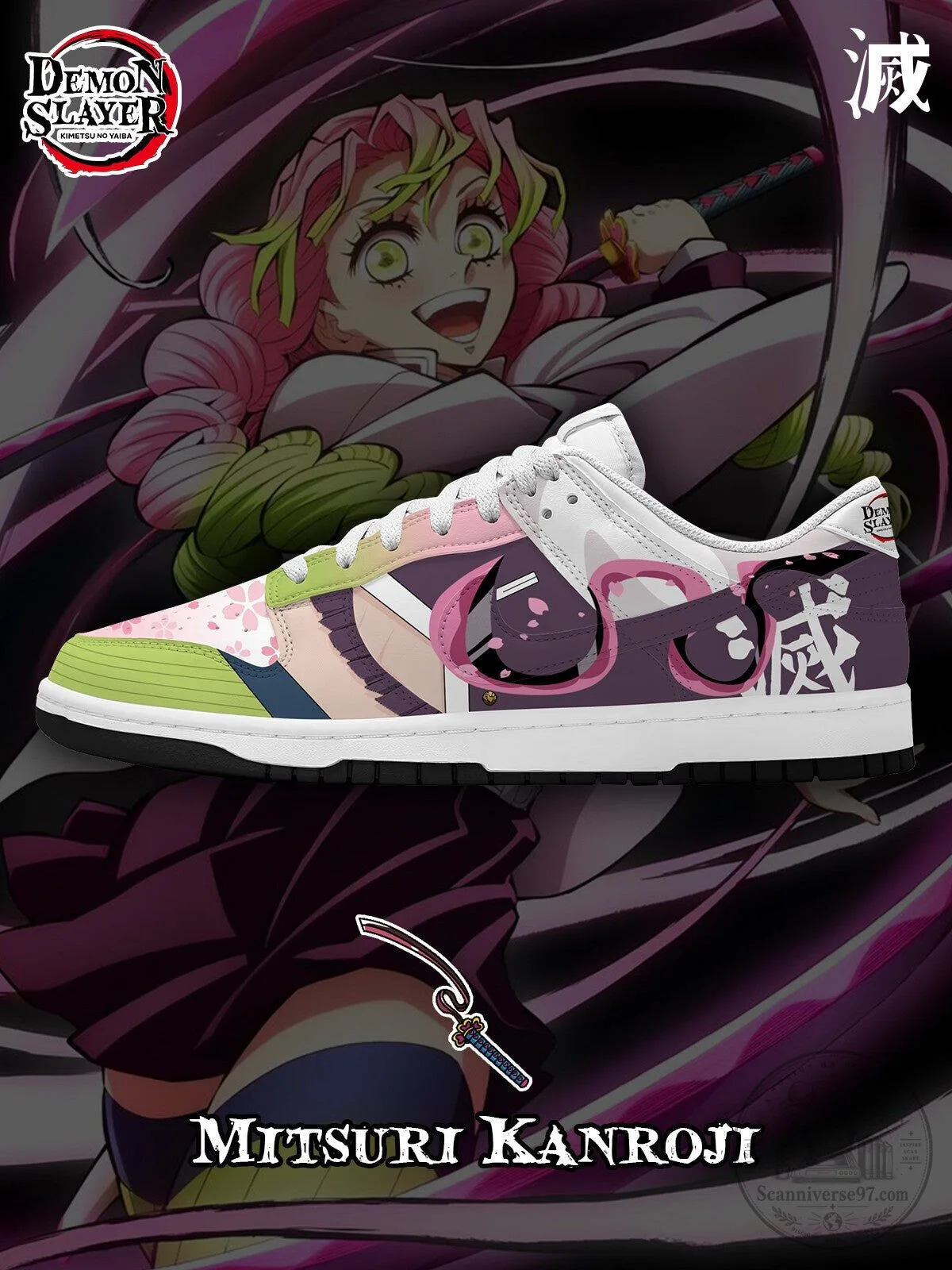 Demon Slayer Mitsuri Kanroji Anime Character Low Top Sneakers
