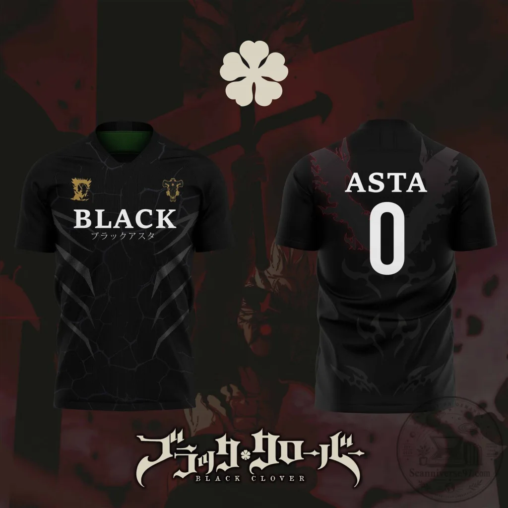 Black Clover Asta Anime Manga Black Bulls Soccer Jersey Black Clover Asta Anime Manga Black Bulls Soccer Jersey