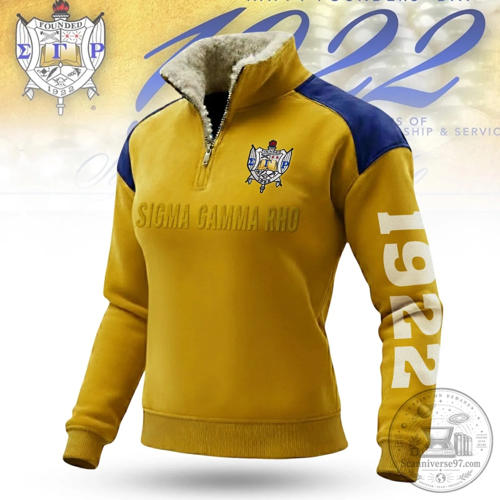 Sigma Gamma Rho Sorority Quarter Zip Fleece Pullover Sweatshirt