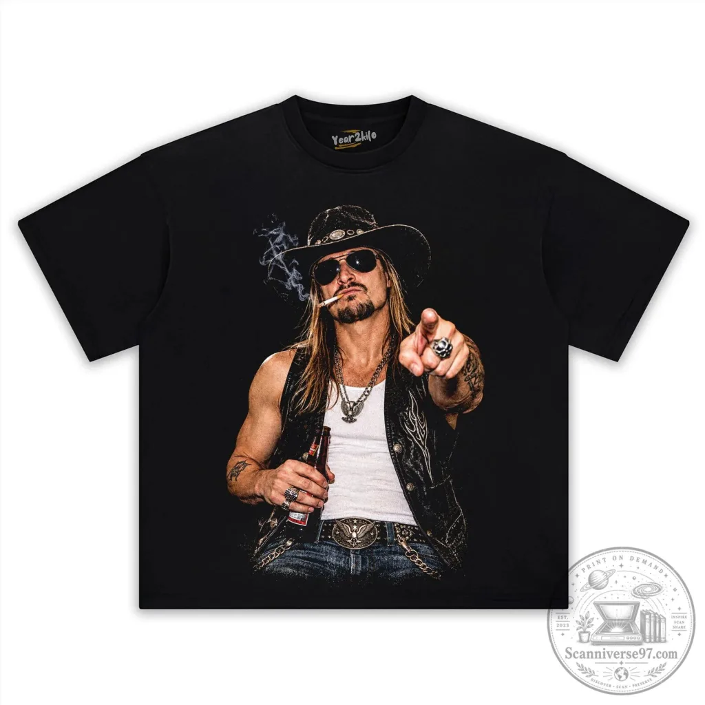 Kid Rock American Singer Musician Badass Cowboy Style Black T-Shirt Kid Rock American Singer Musician Badass Cowboy Style Black T-Shirt