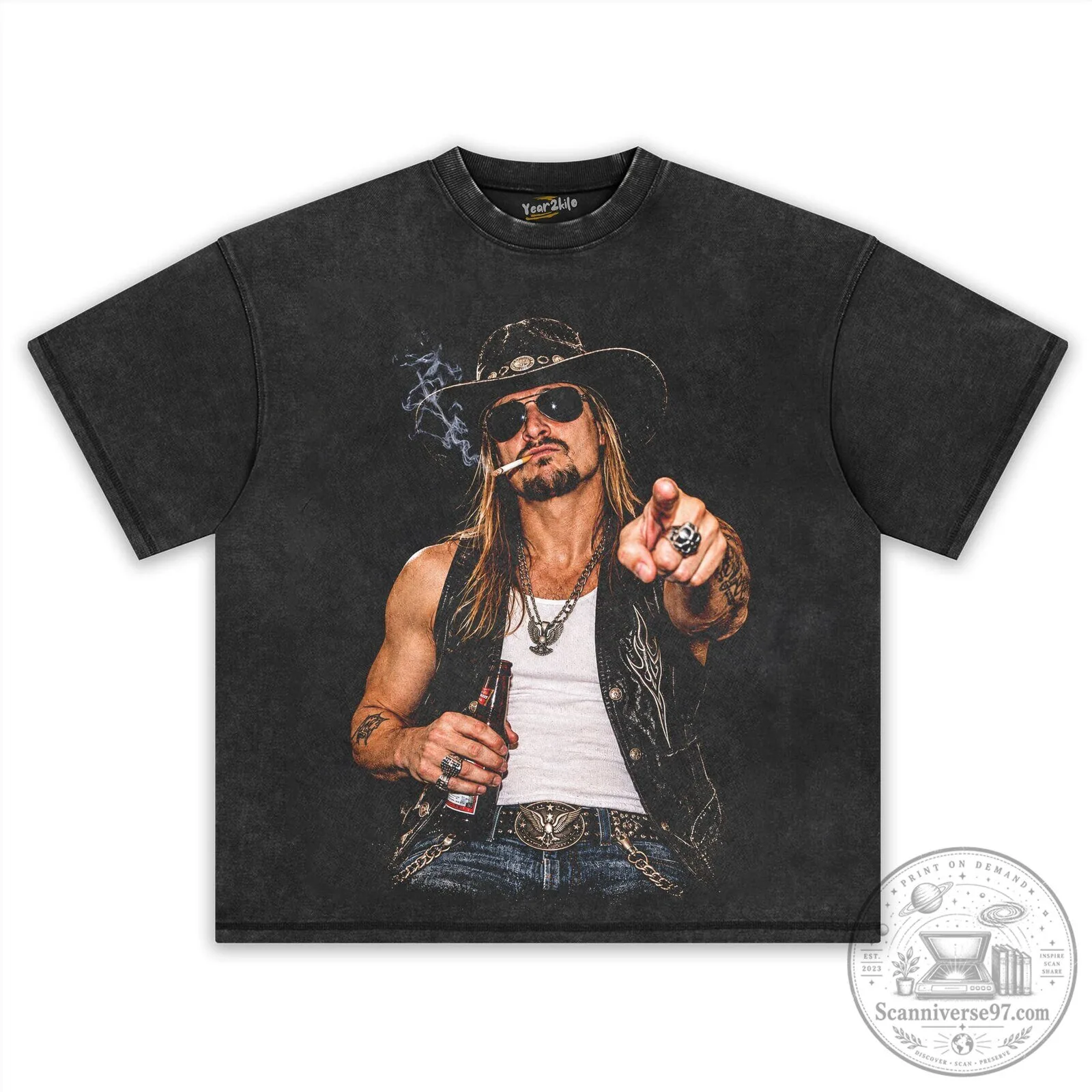 Kid Rock American Singer Musician Badass Cowboy Style Black T-Shirt 8 Kid Rock American Singer Musician Badass Cowboy Style Black T-Shirt