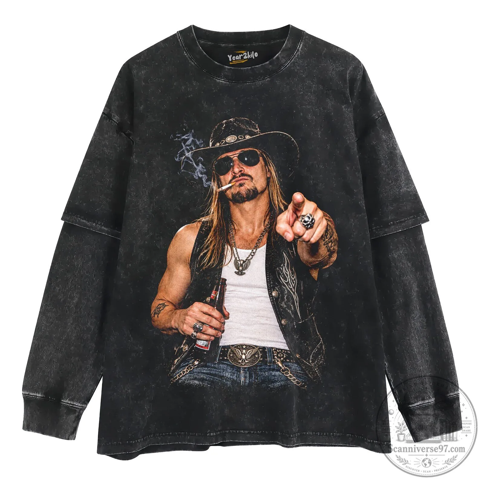 Kid Rock American Singer Musician Badass Cowboy Style Black T-Shirt 10 Kid Rock American Singer Musician Badass Cowboy Style Black T-Shirt