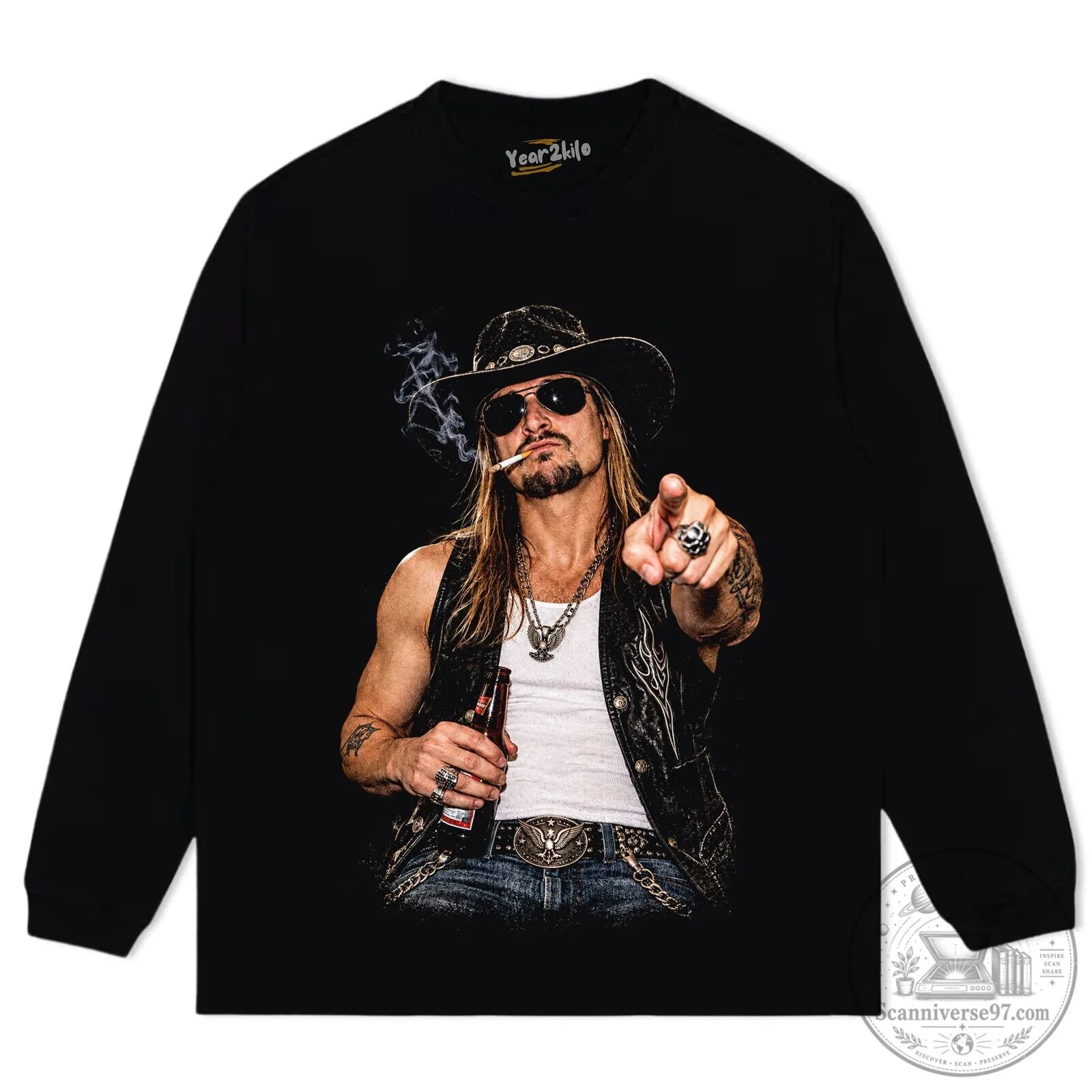 Kid Rock American Singer Musician Badass Cowboy Style Black T-Shirt 11 Kid Rock American Singer Musician Badass Cowboy Style Black T-Shirt