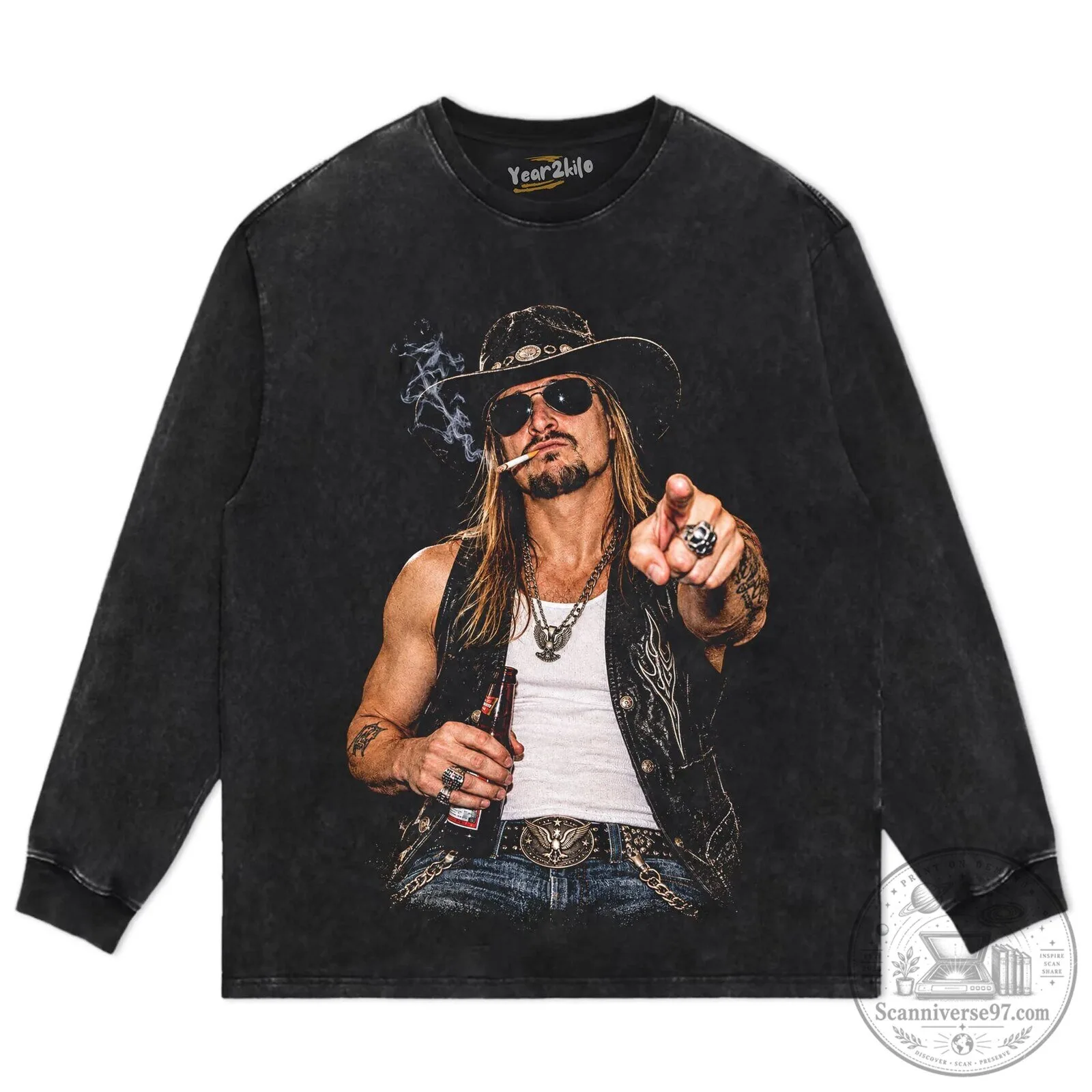 Kid Rock American Singer Musician Badass Cowboy Style Black T-Shirt 12 Kid Rock American Singer Musician Badass Cowboy Style Black T-Shirt