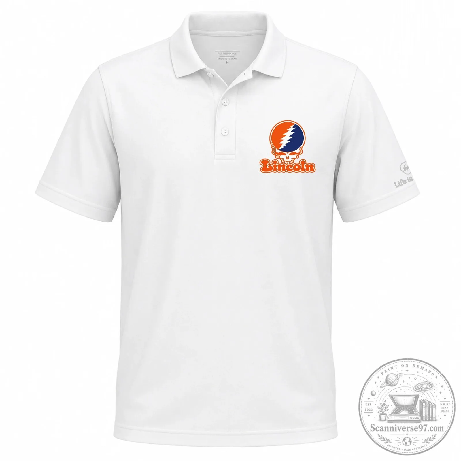 Grateful Dead Steal Your Face Lincoln Blue Embroidered Polo Shirt 7 Grateful Dead Steal Your Face Lincoln Blue Embroidered Polo Shirt