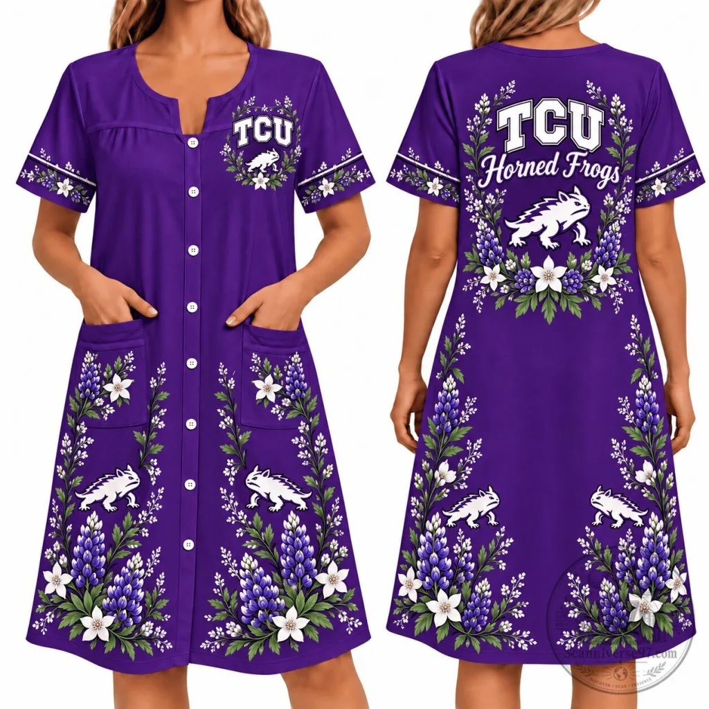 Texas Christian University Horned Frogs Floral House Dress Texas Christian University Horned Frogs Floral House Dress