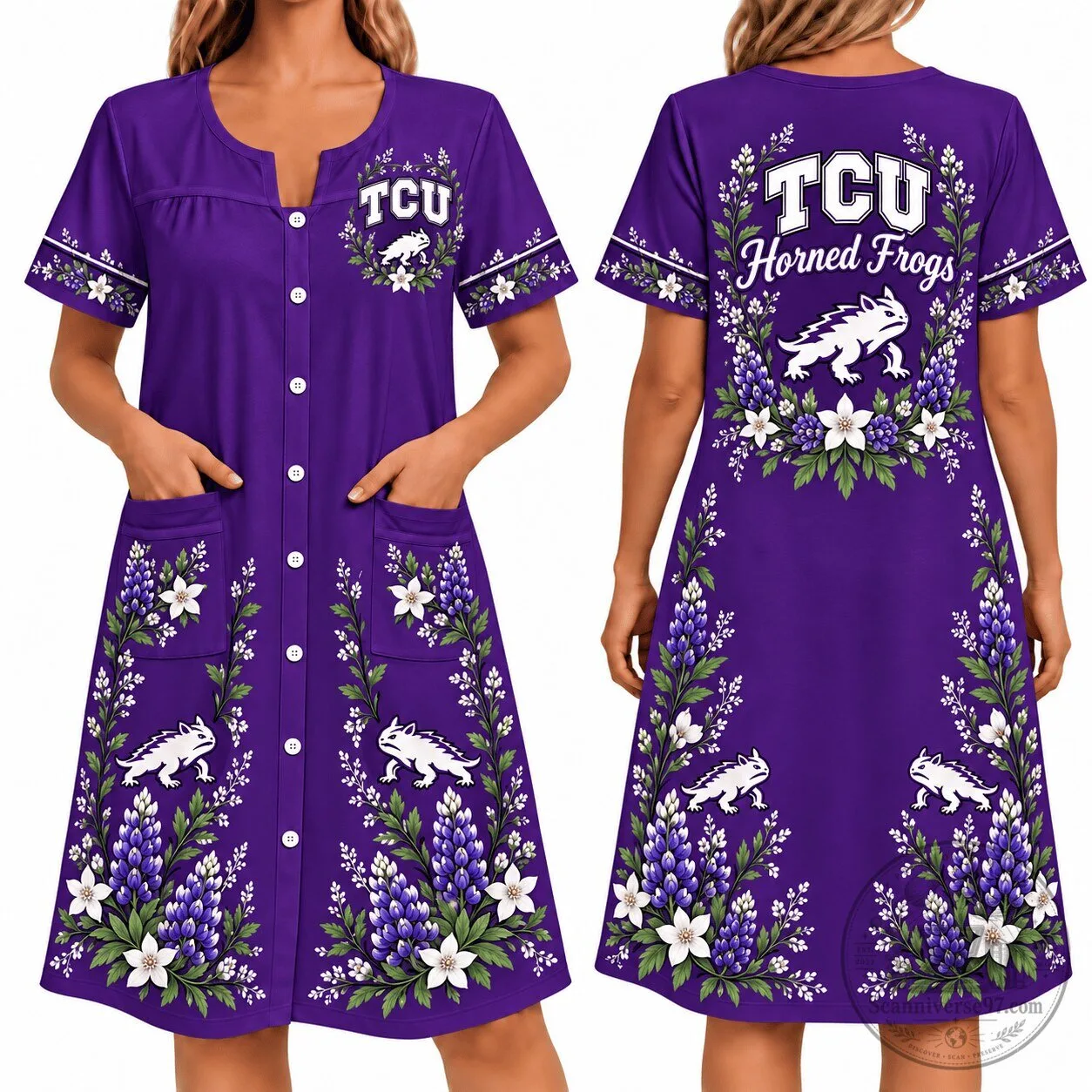 Texas Christian University Horned Frogs Floral House Dress