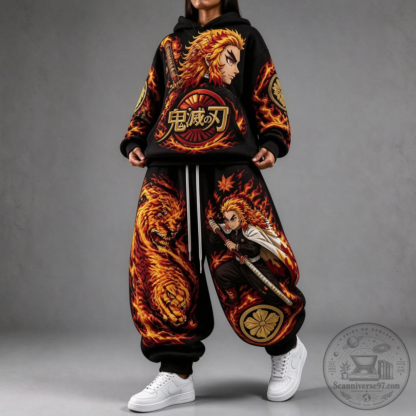 Demon Slayer Rengoku Kyojuro Flame Hashira Anime Hoodie
