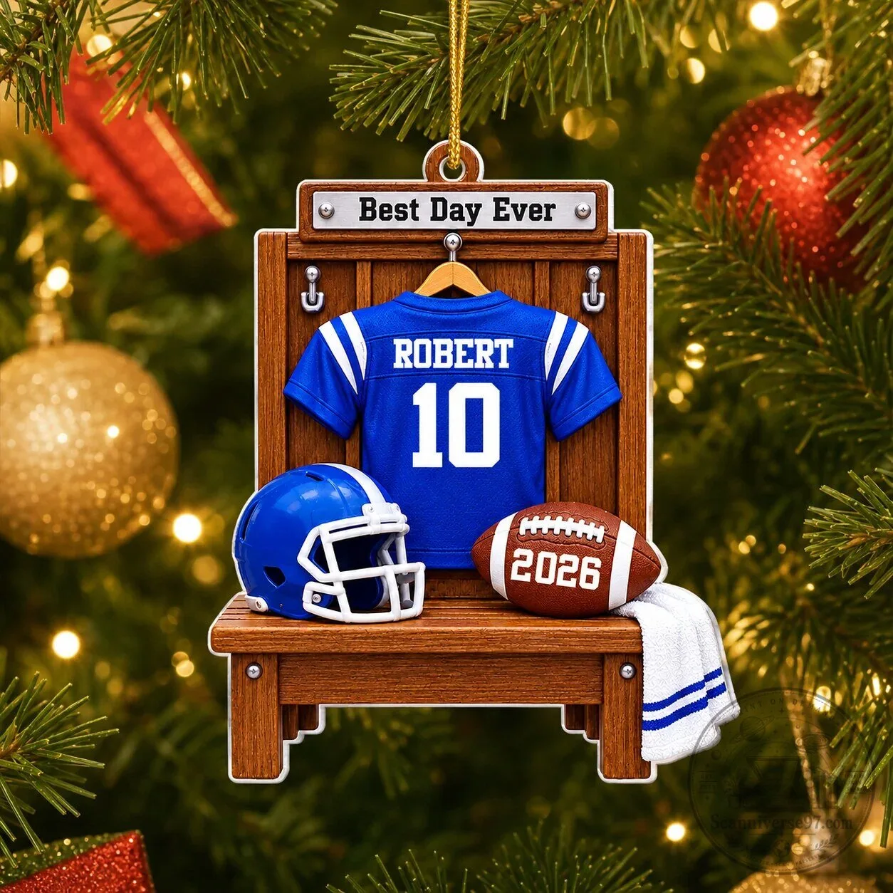 Personalized Football Locker Room Christmas Ornament - Custom Name and Year 8 Personalized Football Locker Room Christmas Ornament - Custom Name and Year