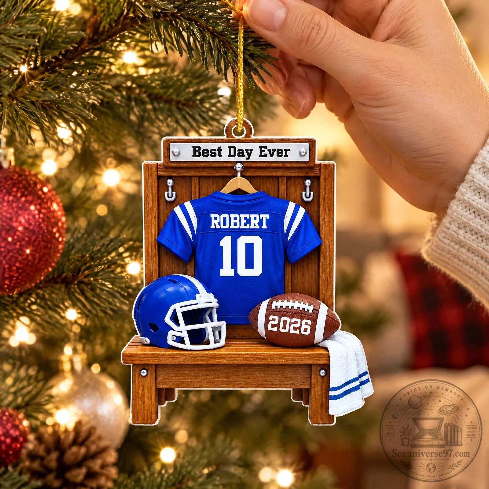 Personalized Football Locker Room Christmas Ornament - Custom Name and Year 9 Personalized Football Locker Room Christmas Ornament - Custom Name and Year